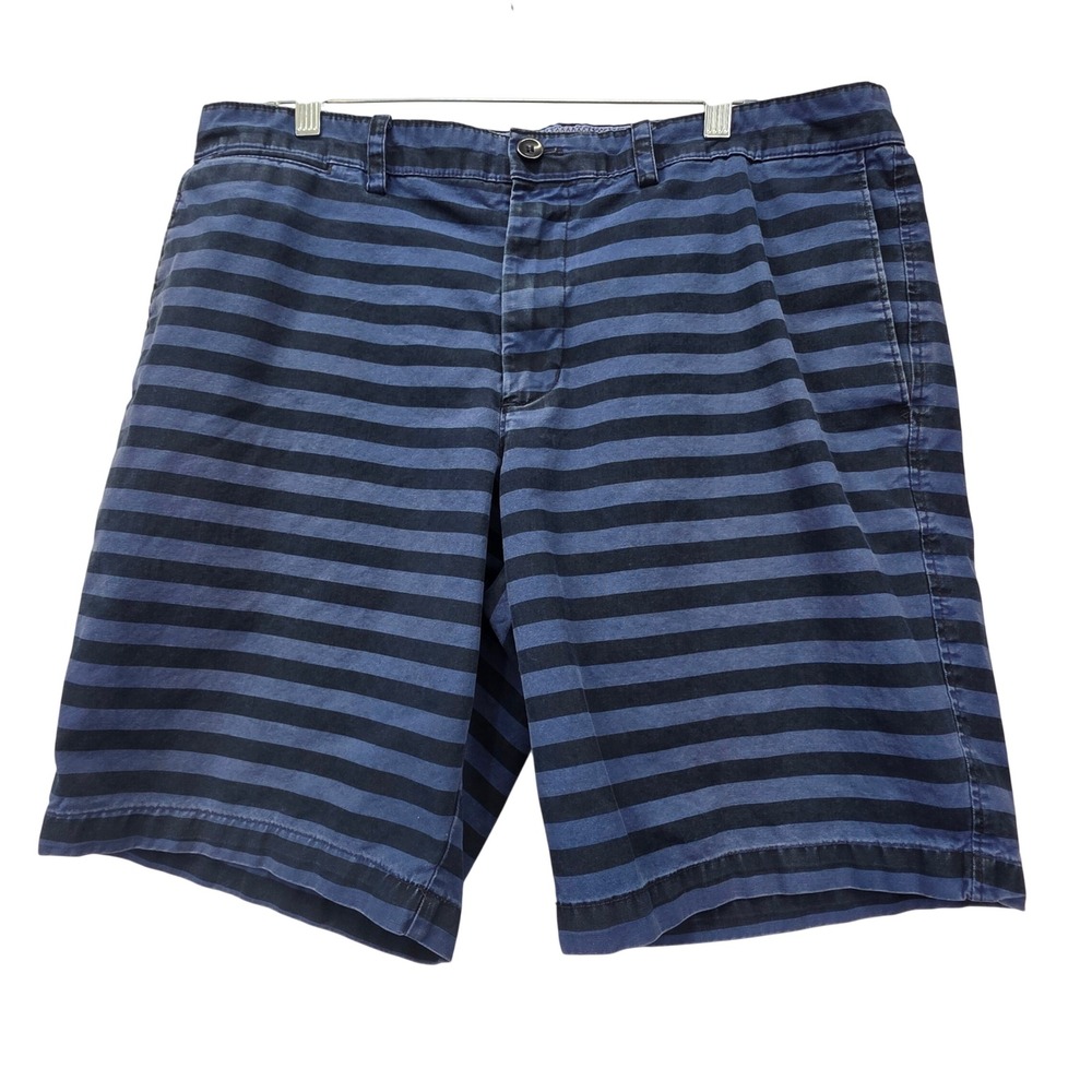 Banana Republic Aiden Shorts Mens 36 Navy Blue Black Striped Cotton Chino Slim
